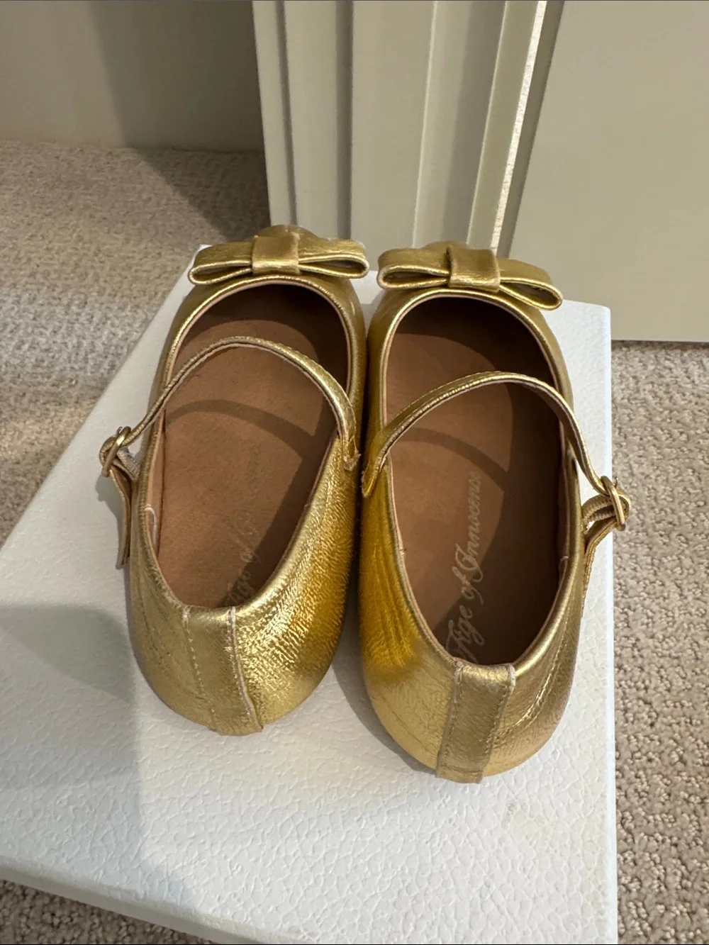 Gold Bow Mary Jane Flats by Age of Innocence